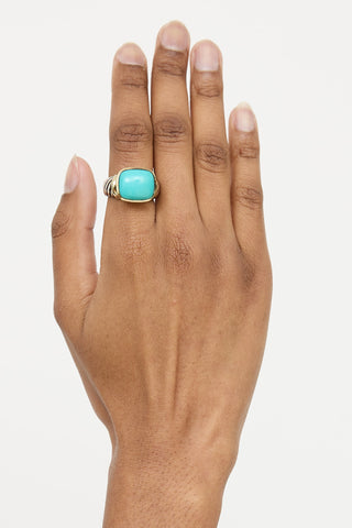David Yurman Sterling Silver & 14K Turquoise Noblesse Ring
