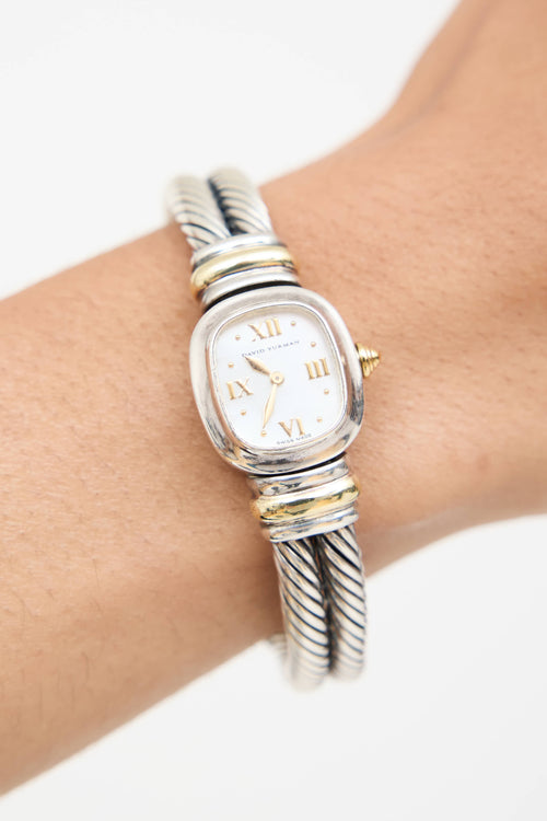 David Yurman Sterling Silver & 18K Yellow Gold Cable Watch