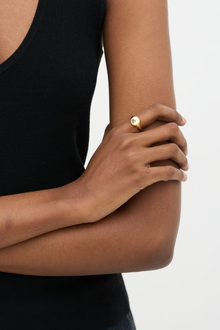 David Yurman 18K Yellow Gold & Diamond Signet Pinky Ring