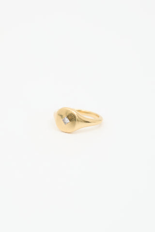 David Yurman 18K Yellow Gold & Diamond Signet Pinky Ring