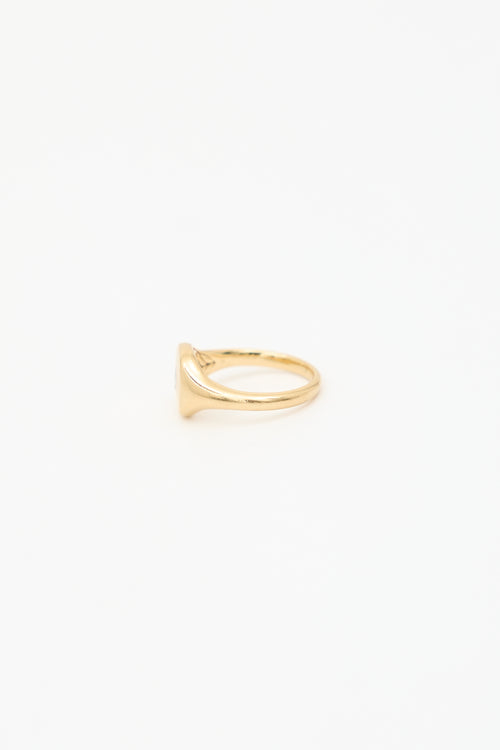 David Yurman 18K Yellow Gold & Diamond Signet Pinky Ring