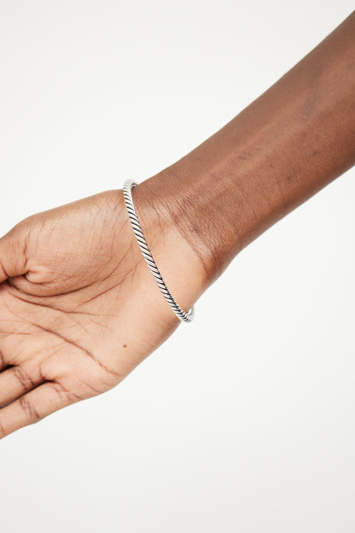 Sterling Silver Sculpted Cable Bangle