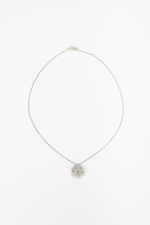David Yurman Silver & Diamond Starburst Necklace