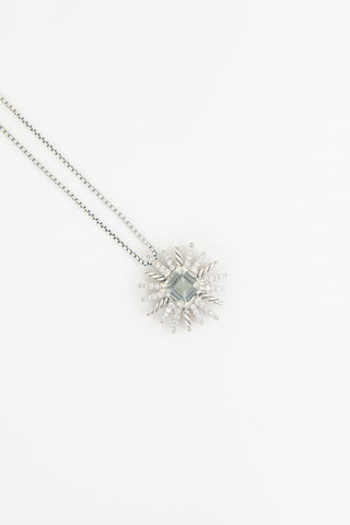 David Yurman Silver & Diamond Starburst Necklace