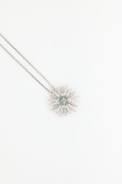 David Yurman Silver & Diamond Starburst Necklace