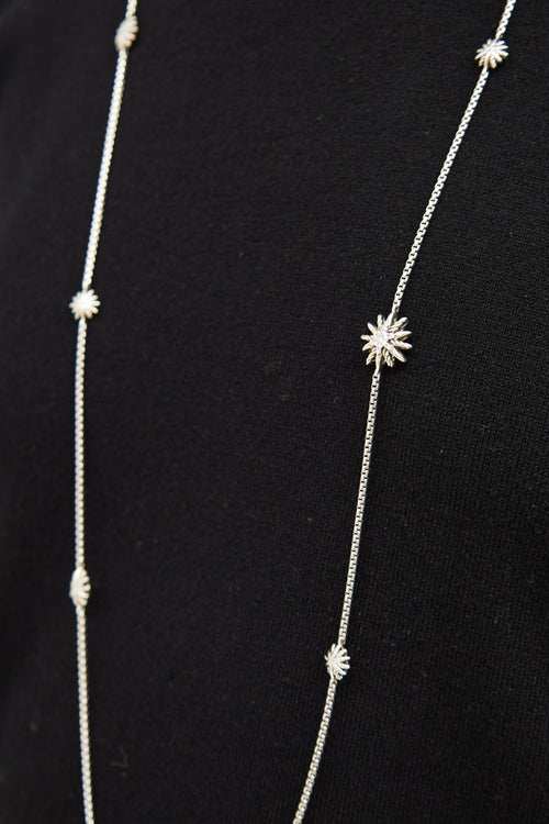 Sterling Silver & Diamond Starburst Necklace