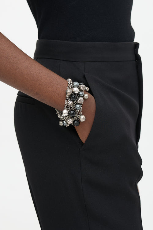 David Yurman Sterling Silver Onyx & Hematite Mesh Link Bracelet