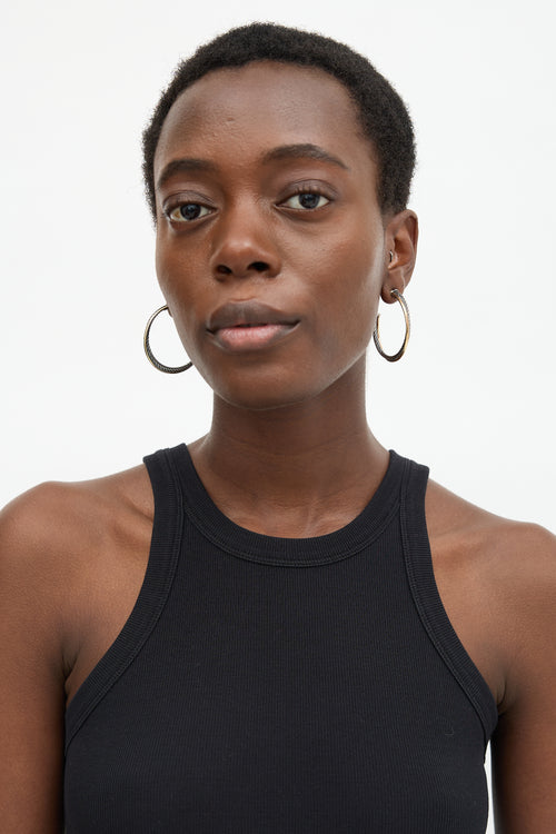 David Yurman Sterling Silver & 18K Gold Cable Hoop Earrings