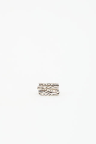 David Yurman Sterling Silver & Diamond Crossover Ring