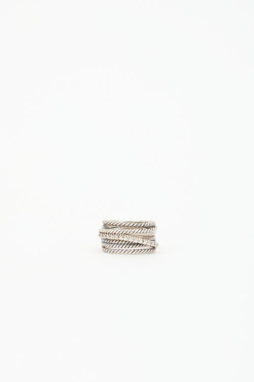 David Yurman Sterling Silver & Diamond Crossover Ring