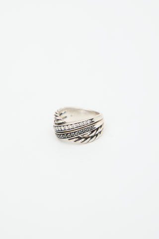 David Yurman Sterling Silver & Diamond Crossover Ring
