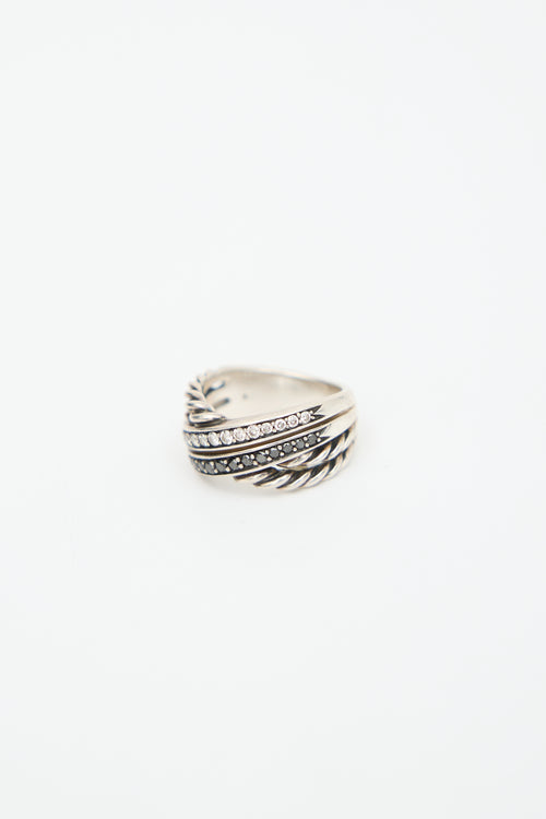 David Yurman Sterling Silver & Diamond Crossover Ring