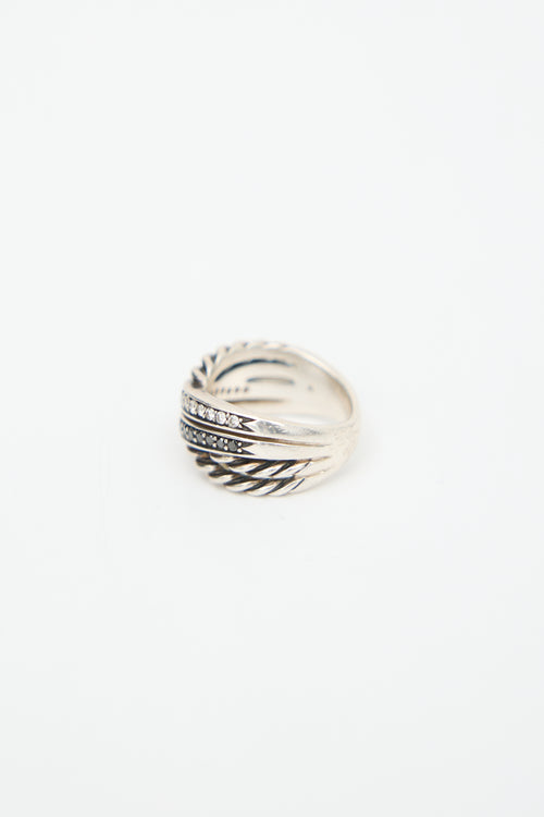 David Yurman Sterling Silver & Diamond Crossover Ring