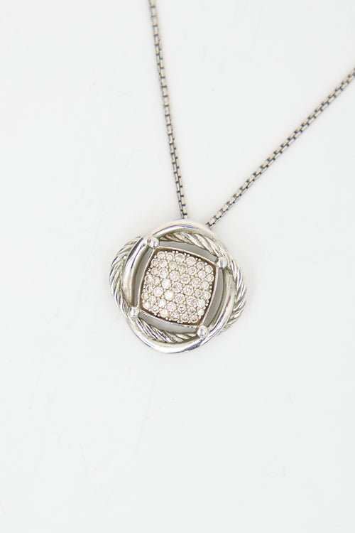 David Yurman Sterling Silver & Diamond Infinity Pendant Necklace