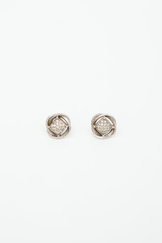 David Yurman Sterling Silver & Diamond Infinity Stud Earrings