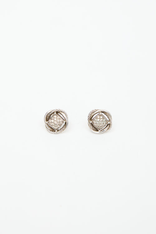 David Yurman Sterling Silver & Diamond Infinity Stud Earrings