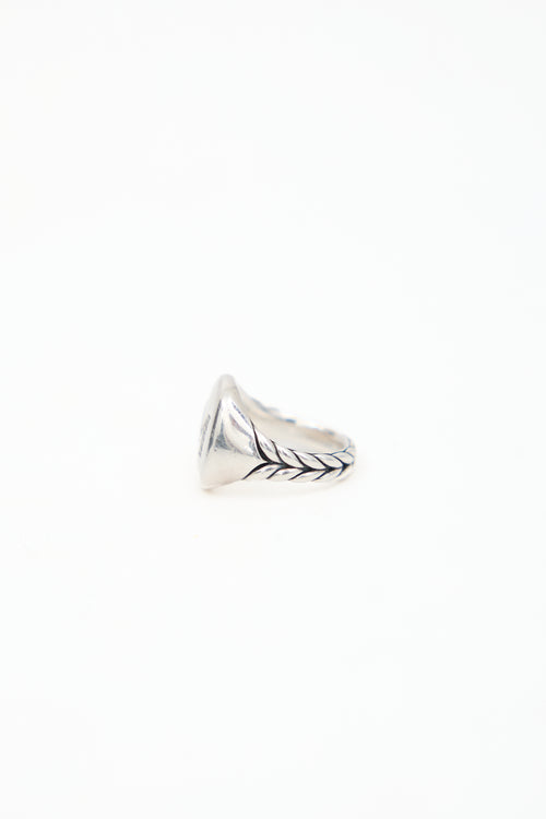 David Yurman Sterling Silver & Diamond M Initial Pinky Ring