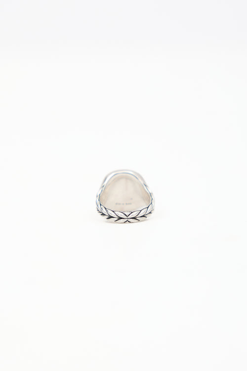 David Yurman Sterling Silver & Diamond M Initial Pinky Ring