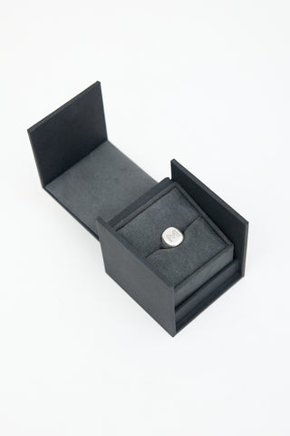 David Yurman Sterling Silver & Diamond M Initial Pinky Ring