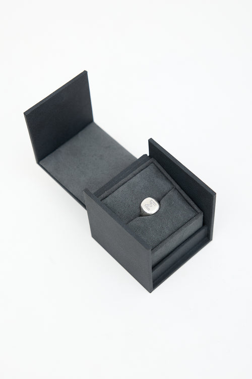 David Yurman Sterling Silver & Diamond M Initial Pinky Ring