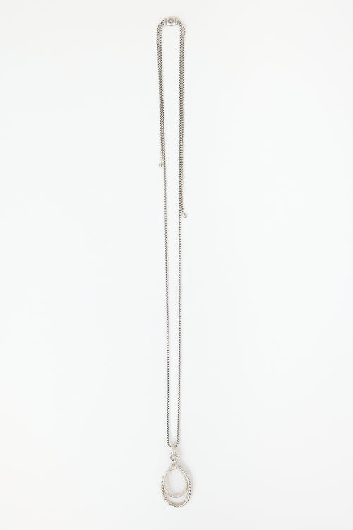 David Yurman Silver & Diamond Continuance Necklace