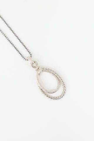 David Yurman Silver & Diamond Continuance Necklace