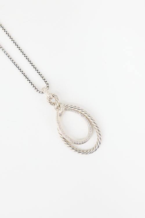 David Yurman Silver & Diamond Continuance Necklace