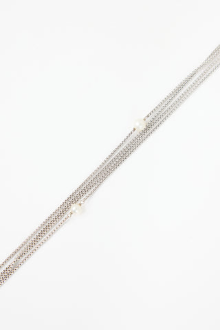 David Yurman Sterling Silver & Pearl 4 Row Necklace