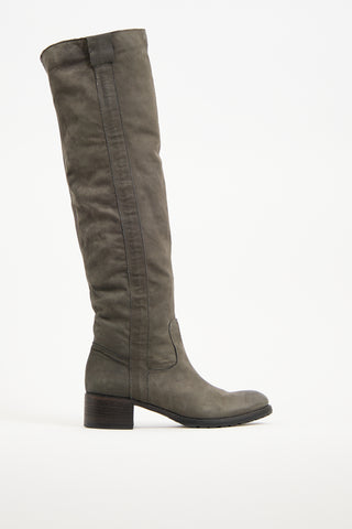 Davids Grey Leather Knee High Boot