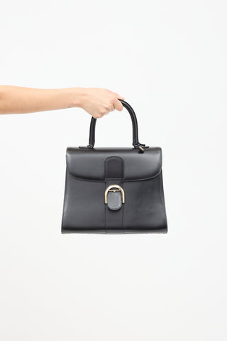 Delvaux Black Leather Brillant MM Top Handle Bag