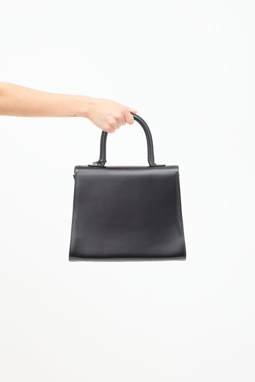 Delvaux Black Leather Brillant MM Top Handle Bag