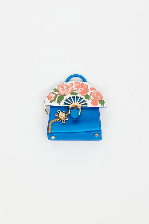 Delvaux Blue Leather Brilliant QiPao Mini Bag Keychain