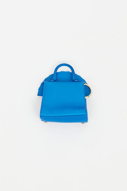 Delvaux Blue Leather Brilliant QiPao Mini Bag Keychain