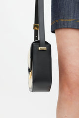 Demellier Black & Beige Leather Raffia London Bag