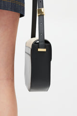 Demellier Black & Beige Leather Raffia London Bag