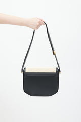 Demellier Black & Beige Leather Raffia London Bag