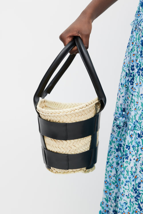 Demellier Black & Beige Mini Santorini Bag