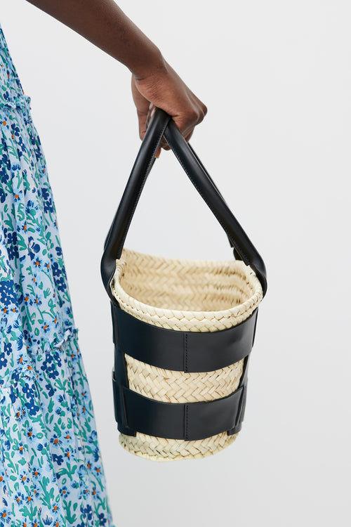 Demellier Black & Beige Mini Santorini Bag