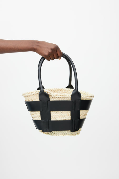 Demellier Black & Beige Mini Santorini Bag