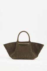 Demellier Khaki Green Suede Midi New York Tote