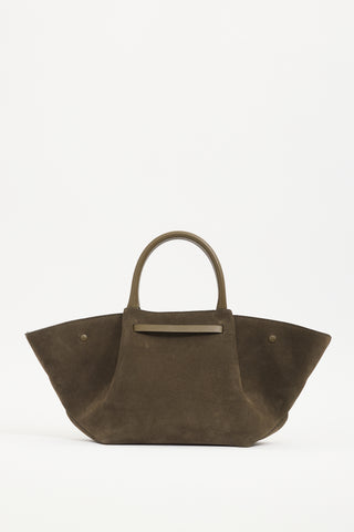 Demellier Khaki Green Suede Midi New York Tote