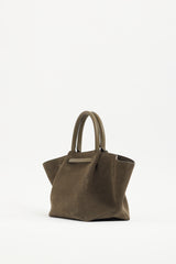 Demellier Khaki Green Suede Midi New York Tote