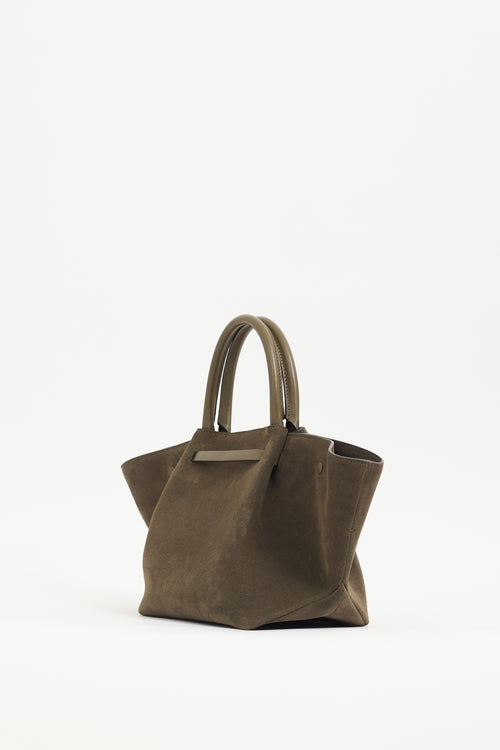 Demellier Khaki Green Suede Midi New York Tote