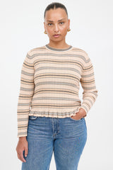 Derek Lam Striped Knit Shirt Cardigan