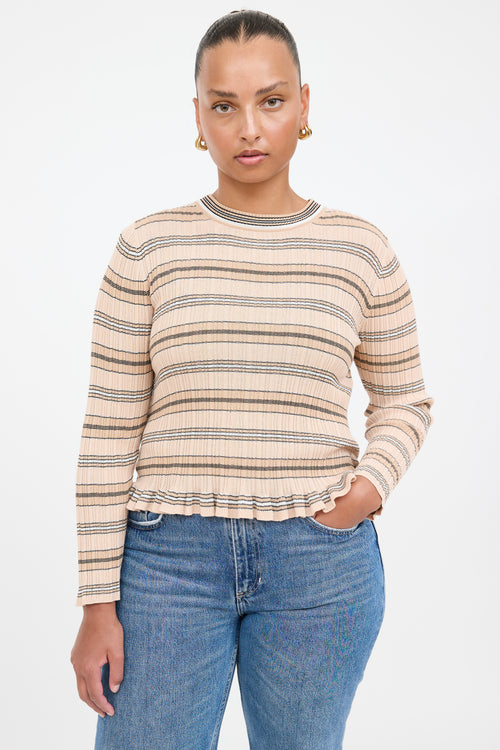 Derek Lam Striped Knit Shirt Cardigan