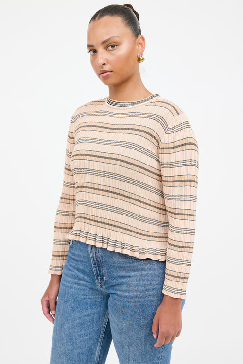 Derek Lam Striped Knit Shirt Cardigan