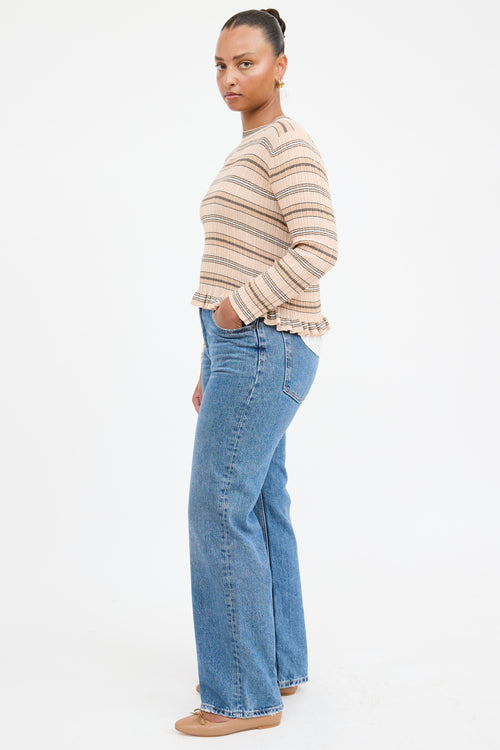 Derek Lam Striped Knit Shirt Cardigan