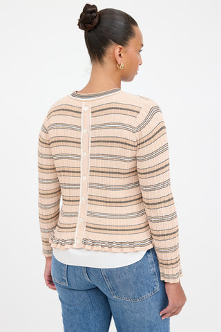 Derek Lam Striped Knit Shirt Cardigan