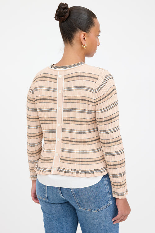 Derek Lam Striped Knit Shirt Cardigan