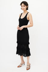 Derek Lam Black Ribbed & Ruffle Dress
